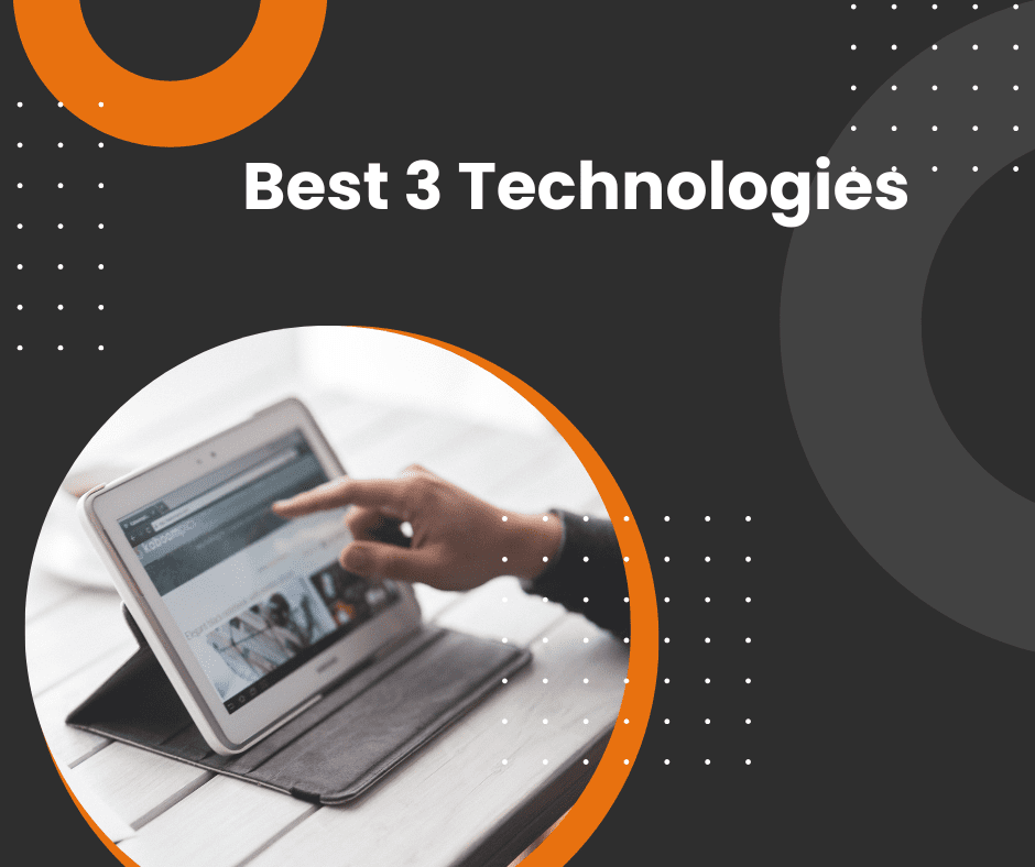 Person using a digital tablet representing modern technology advancements like AI, Blockchain, and IoT.