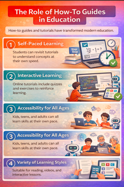 How-To Guides and Tutorials and instructional exercises have changed advanced instruction. Conventional instructing frequently depends on addresses and course readings, which may not suit all learning styles. Instructional exercises offer a few advantages: